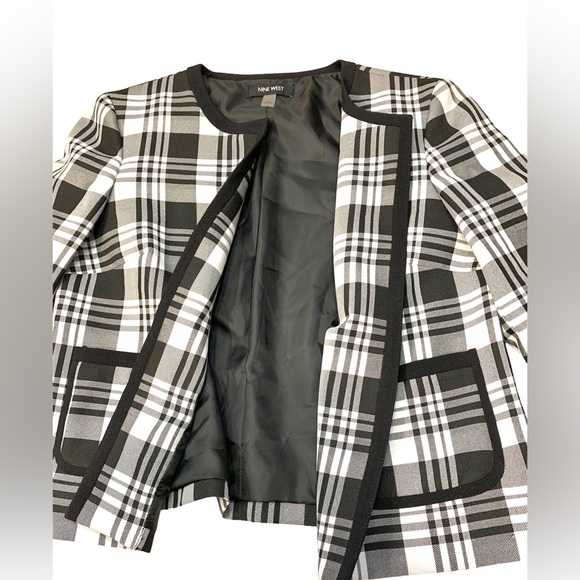 Nine West Plaid Tartan Print Blazer - Picture 4 of 5